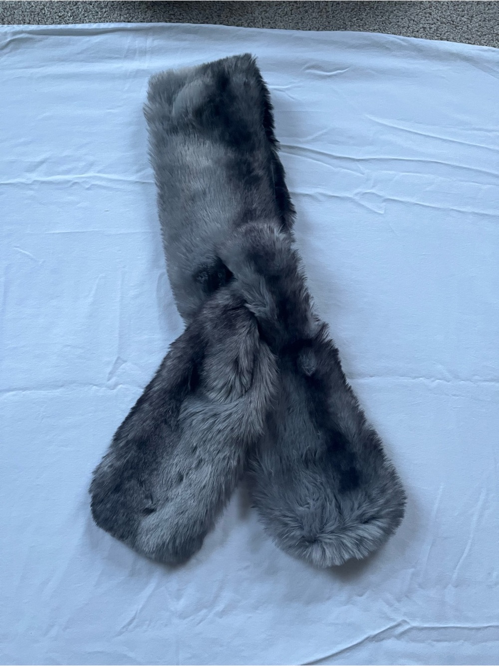 Gray Faux Fur Calvin Klein Scarf